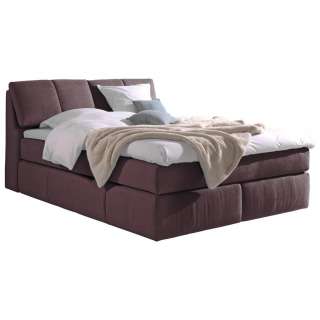 Carryhome BOXSPRINGBETT Mikrofaser 180/200 cm INKL. Matratze, gepolstertes Kopfteil, Topper, Braun