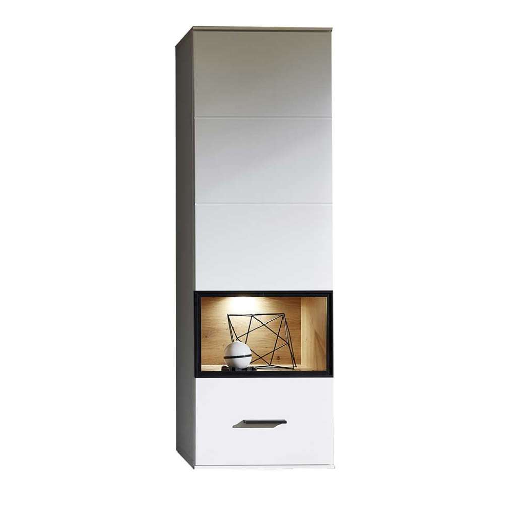 Wandvitrine in Weiß und Eichefarben 40 cm breit