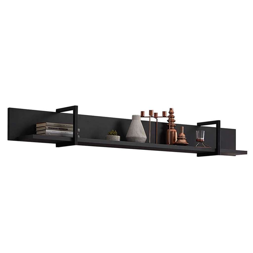 Wohnzimmer Wandboard in Schwarz und Dunkelgrau 160 cm breit