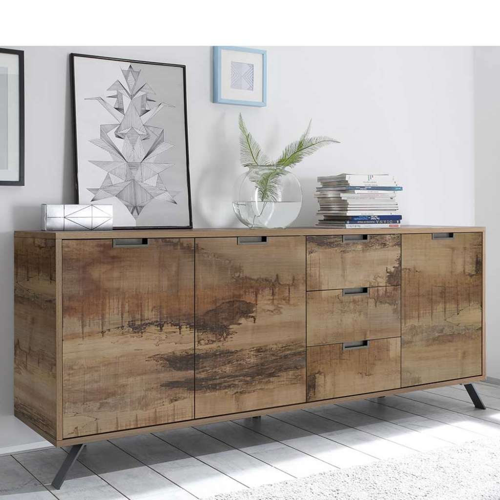 Esszimmer Sideboard in Altholz Optik und Anthrazit Industry Design