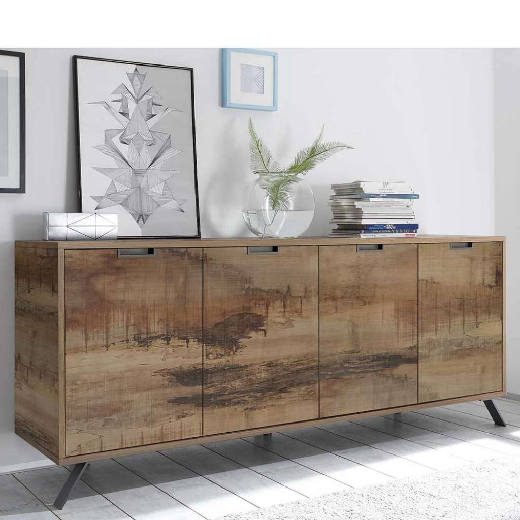 Türen Sideboard im Industriedesign Altholz Optik und Anthrazit