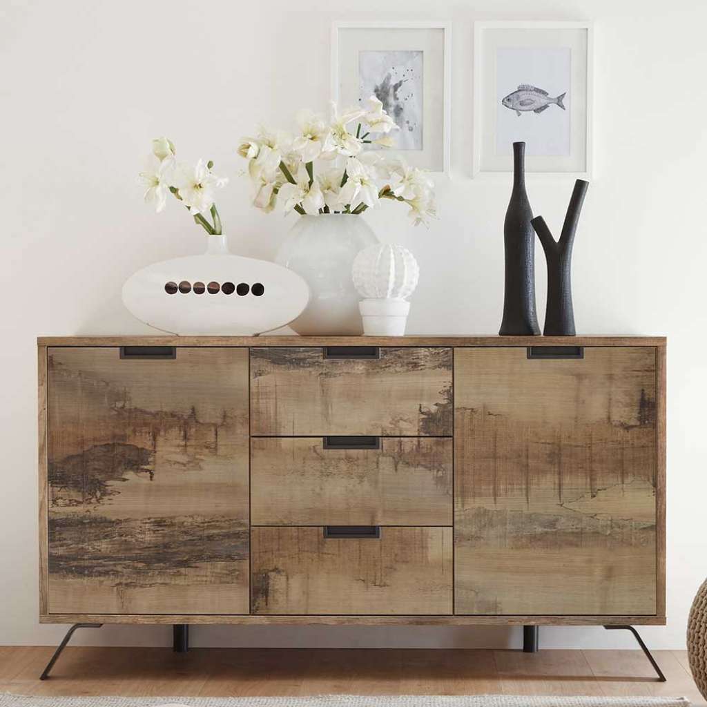 Wohnzimmer Sideboard in Altholz Optik und Anthrazit Industry Style