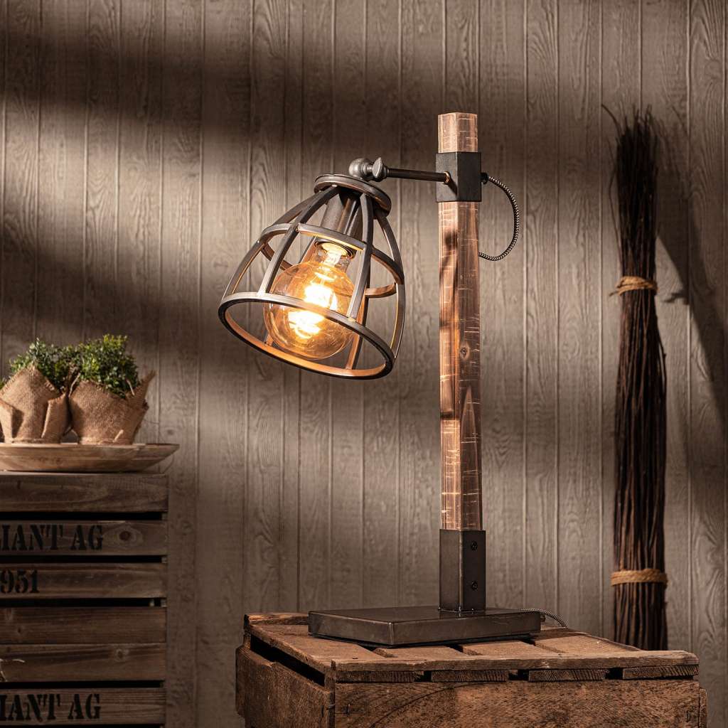 home24 Tischleuchte Matrix Wood