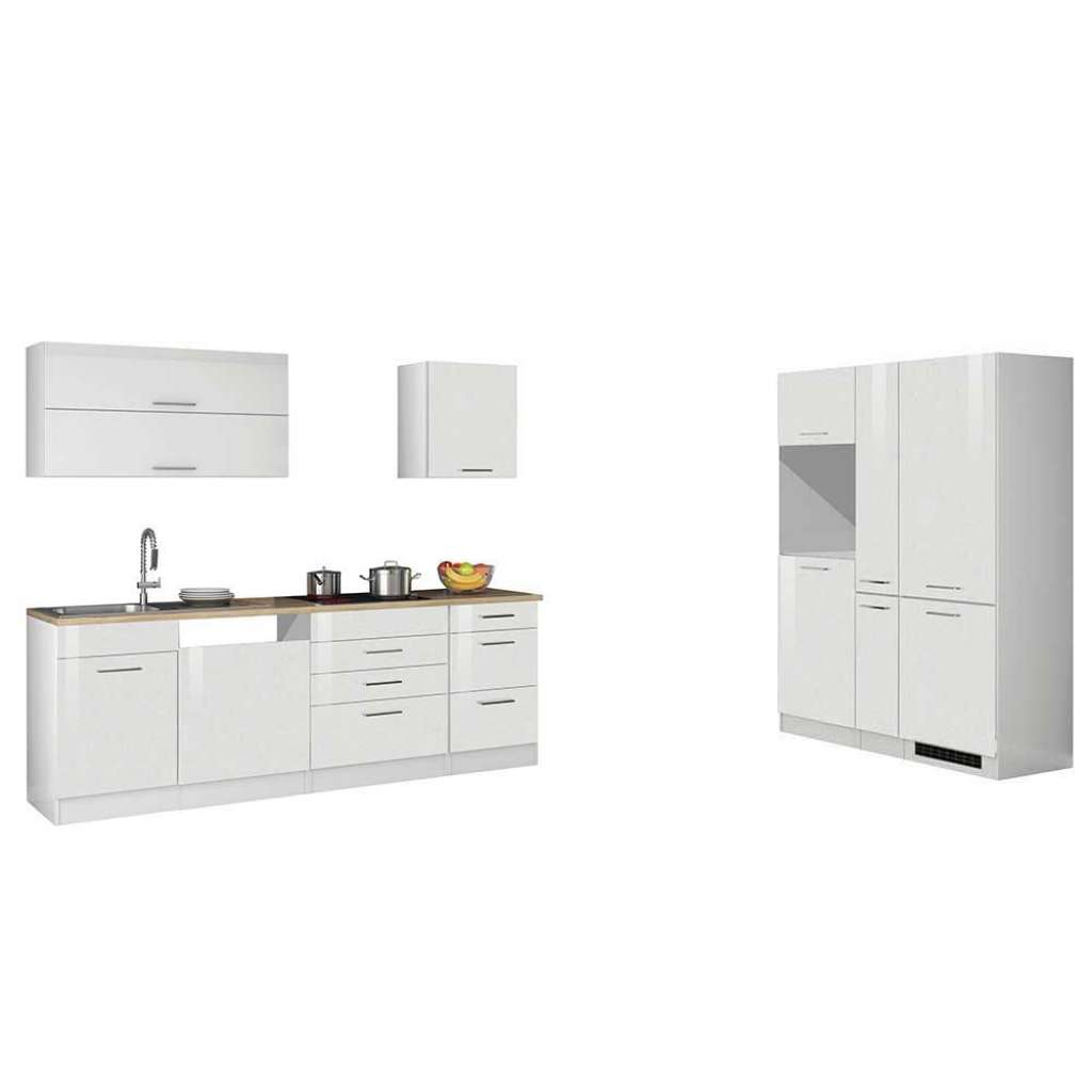 Hochglanz Einbauküchenzeile in Weiß Made in Germany (9-teilig)