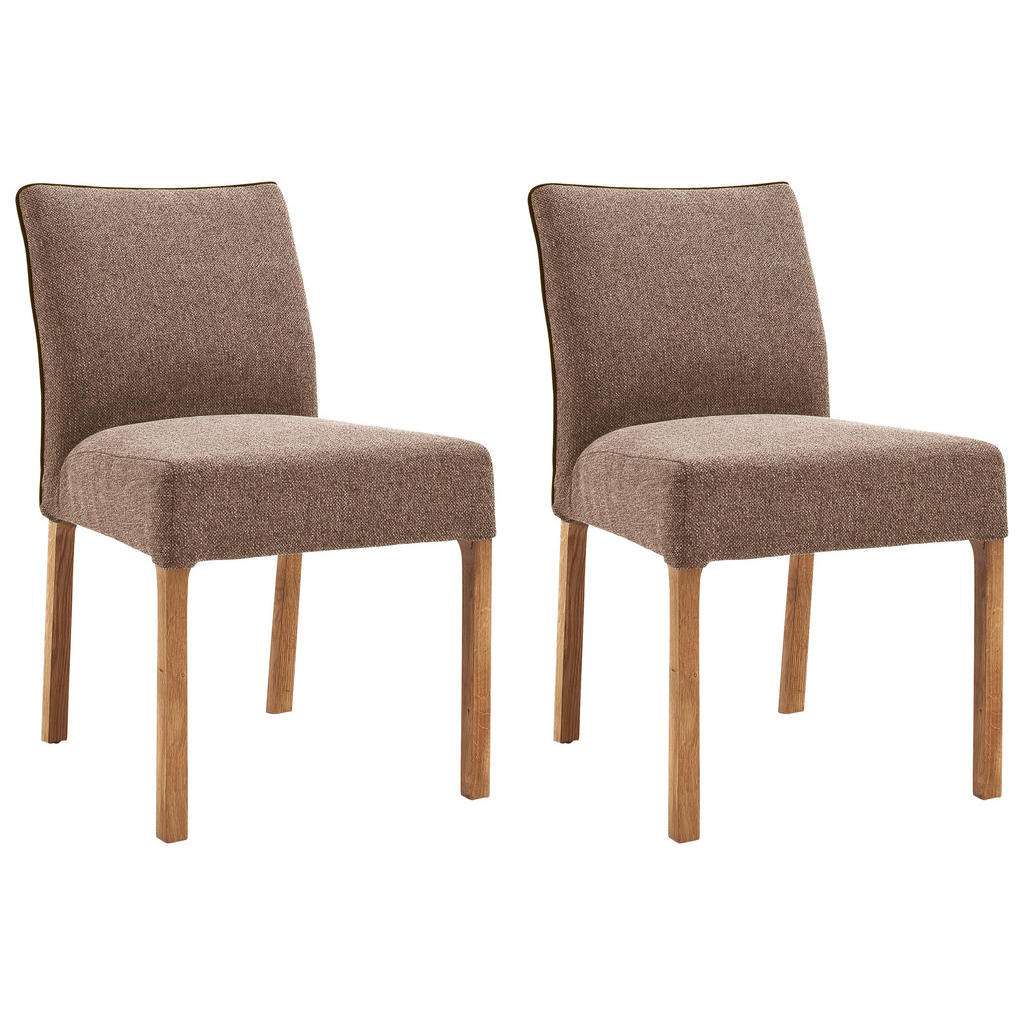 XXXL STUHL-SET Webstoff Eiche massiv Braun, Cappuccino