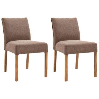 XXXL STUHL-SET Webstoff Eiche massiv Braun, Cappuccino
