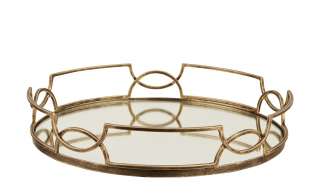 Tablett ¦ gold ¦ Metall, Glas  ¦ Maße (cm): H: 7,3 Ø: [40.3] Küchenzubehör & Helfer > Tabletts & Etageren - Höffner