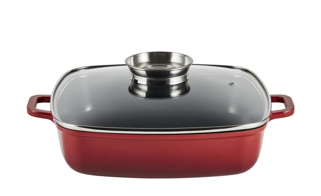 Stolze Schmorbräter  Crispy Rot ¦ rot ¦ Aluminium-Guss ¦ Maße (cm): H: 7 Ø: [28.0] Töpfe & Pfannen & Zubehör > Pfannen > Schmorpfannen - Höffner