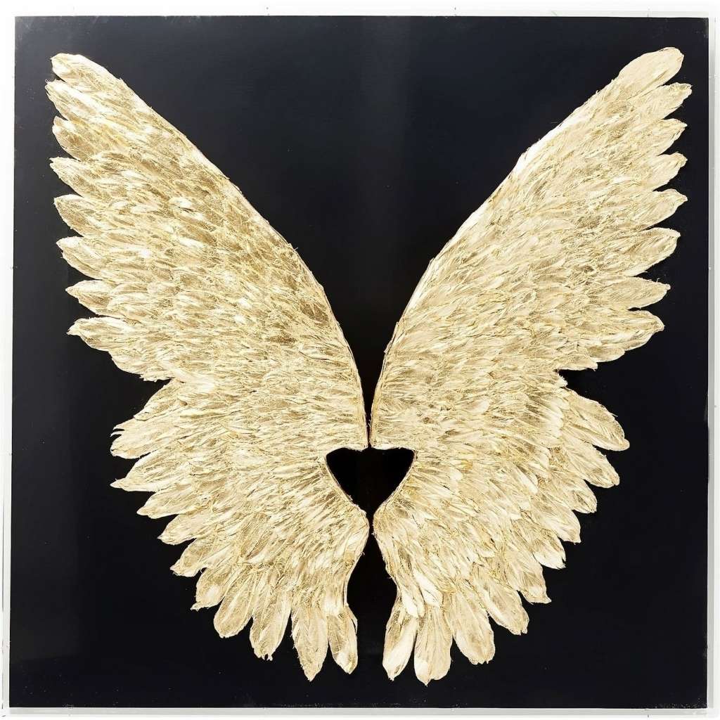 Wandschmuck Wings Gold schwarz 120x120cm