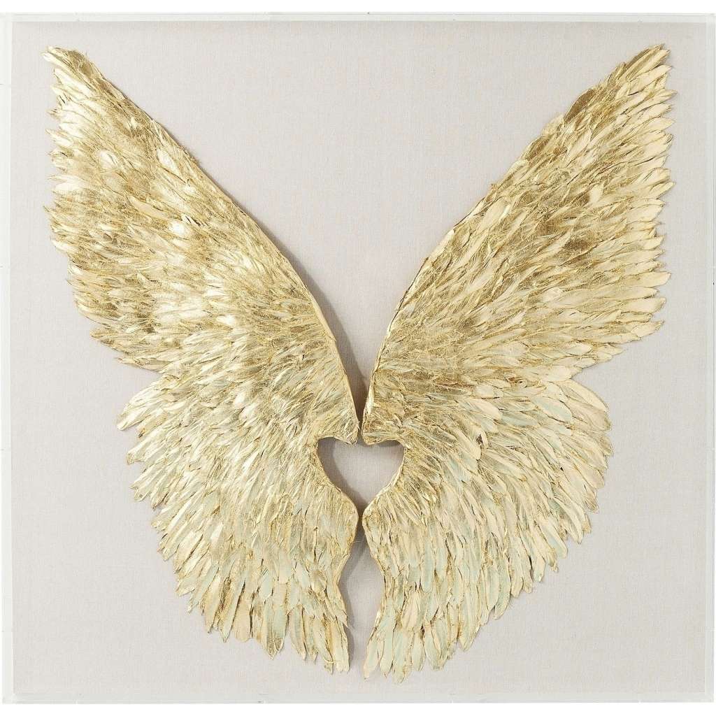 Wandschmuck Wings Gold weiß 120x120cm
