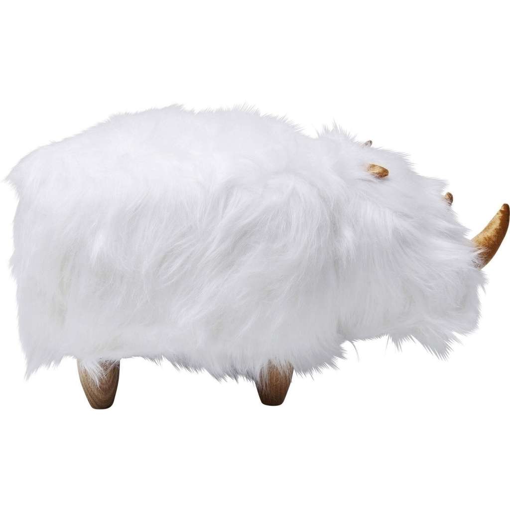 Hocker Rhino Fell weiß