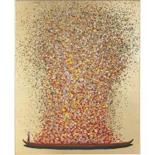 Bild Touched Flower Boat Gold Rot 160x120cm