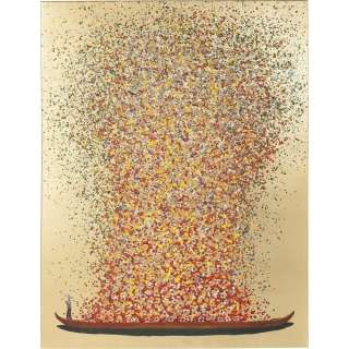 Bild Touched Flower Boat Gold Rot 100x80cm