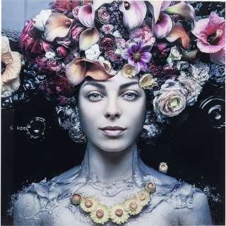 Bild Glas Flower Art Lady 80x80cm