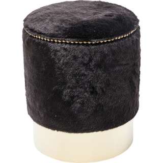 Hocker Cherry Fur Schwarz Brass Ø35cm