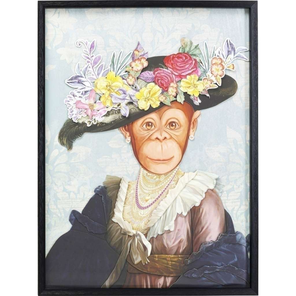 Bild Frame Art Monkey Lady 80x60cm