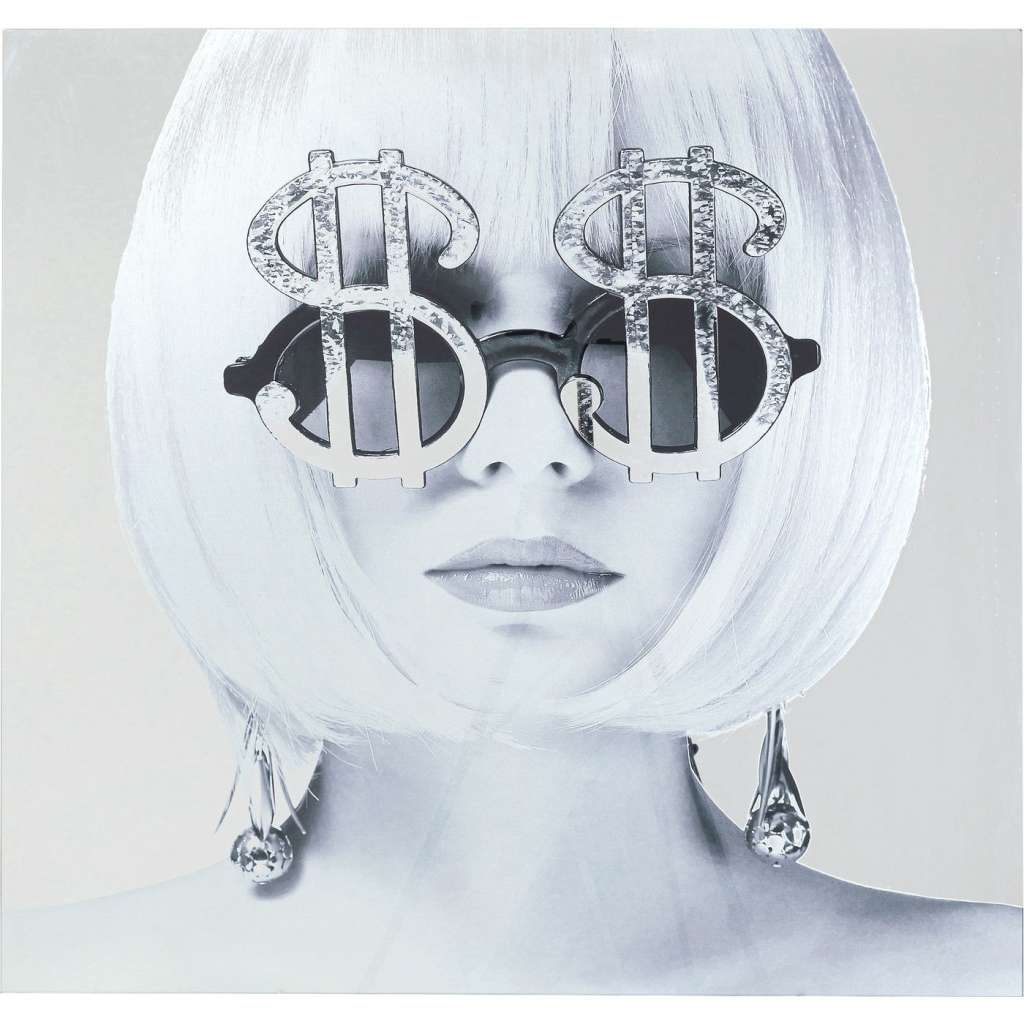 Bild Glas Metallic Dollar Girl 120x120cm