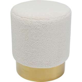 Hocker Cherry Teddy Weiß Brass  Ø35cm