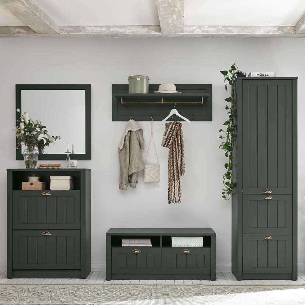 Dielenmöbelset in Dunkelgrün Landhaus Design (5-teilig)