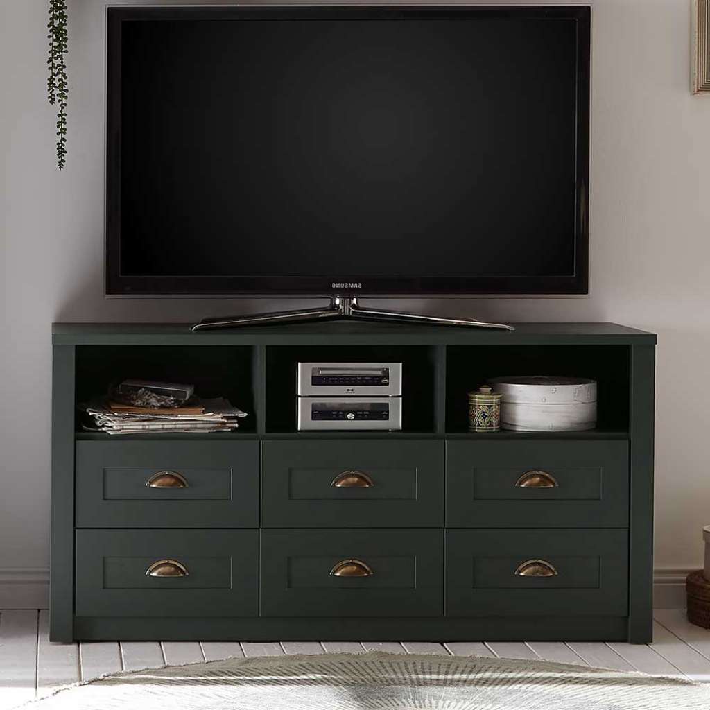 Fernsehmöbel in Dunkelgrün Landhaus Design