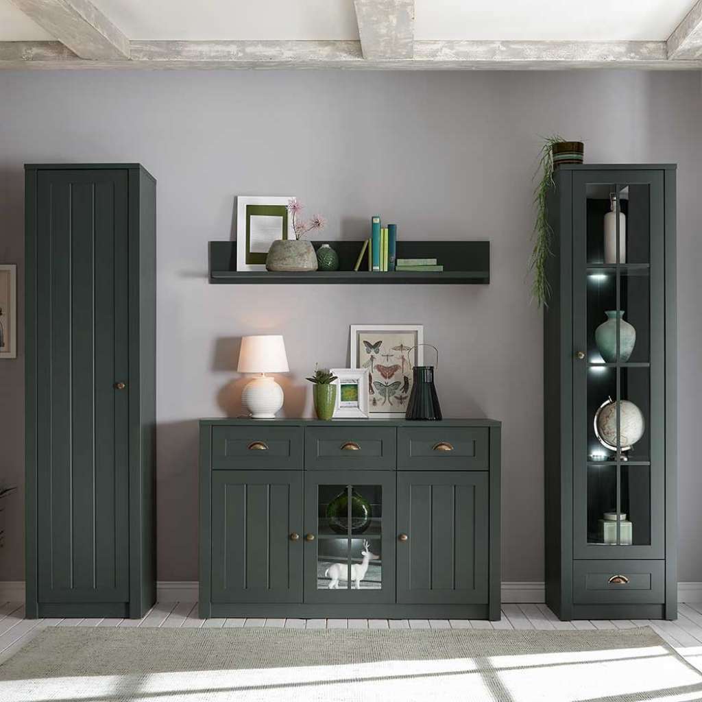Wohnzimmer Anbauwand in Dunkelgrün Landhausstil (4-teilig)