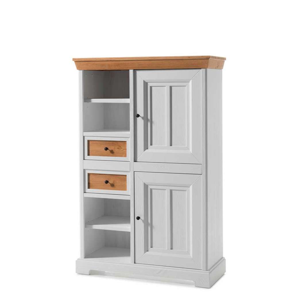 Esszimmer Highboard im Landhausstil Weiß mit Fichte furniert