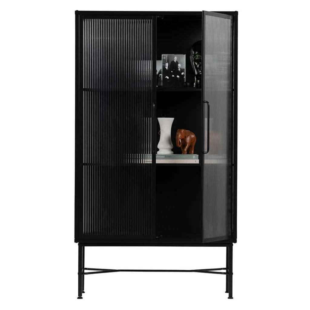 Schrank Vitrine in Schwarz Industriedesign