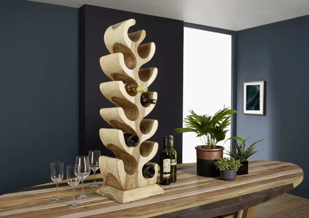 Weinständer Suar Holz 30x20x100 natur UNIKA #173