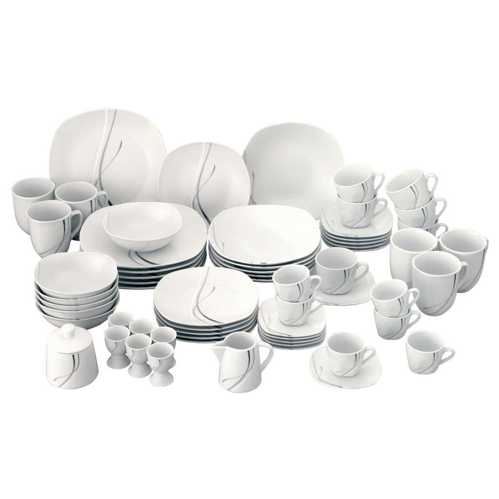XXXL Porzellan KOMBISERVICE 62-teilig, Weiß
