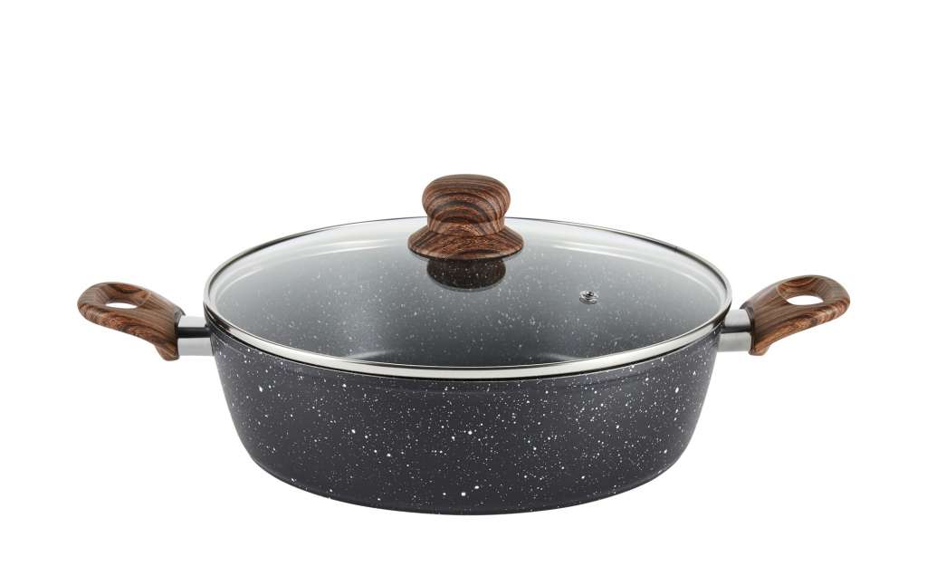 Stolze Schmorpfanne  Crispy Natura Wood ¦ schwarz ¦ Edelstahl, Aluminium ¦ Maße (cm): H: 8 Ø: [28.0] Töpfe & Pfannen & Zubehör > Pfannen > Schmorpfannen - Höffner