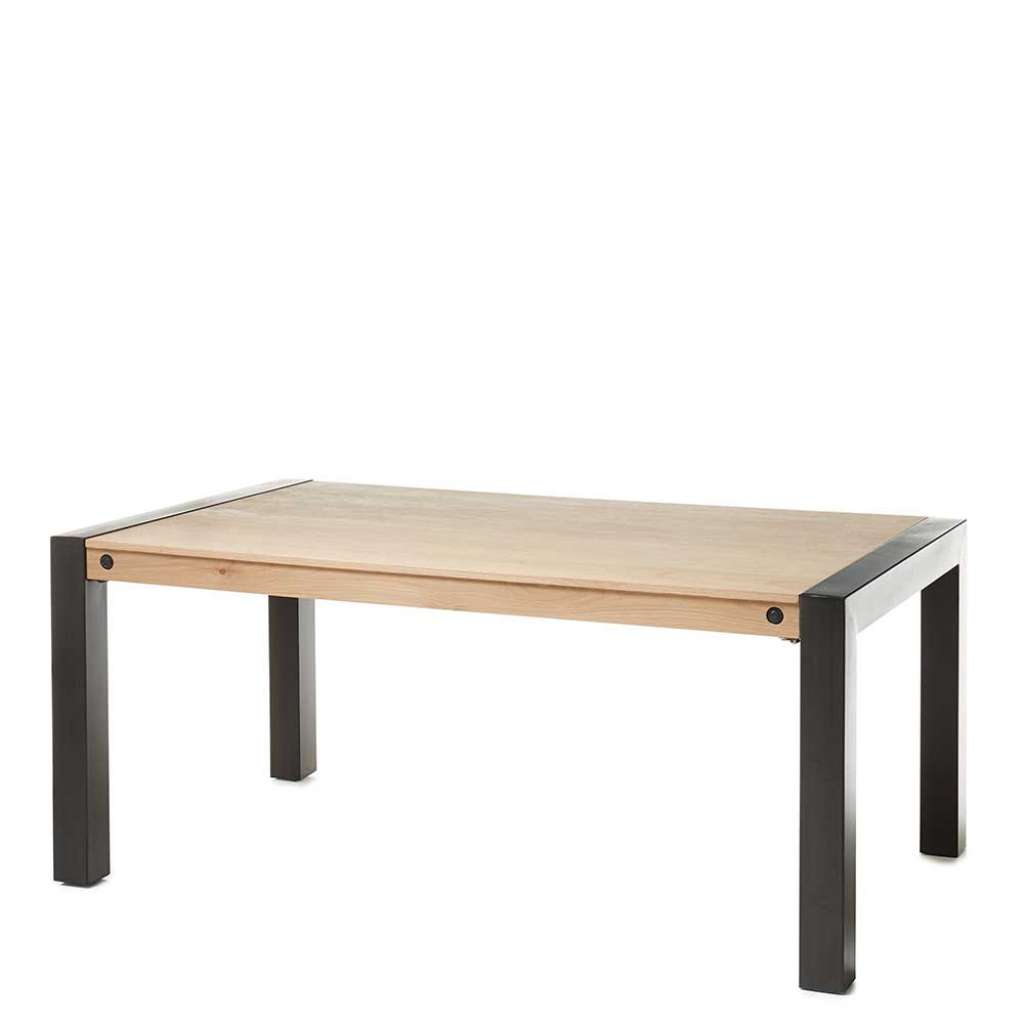 Küchentisch aus Eiche Massivholz und Metall Kopfauszug