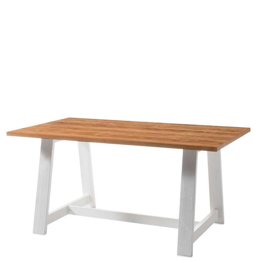 Esszimmer Tisch mit Fichte furniert A-Fußgestell in Weiß