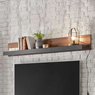 Wandregal in Dunkelgrau und Altholz Optik Loft Design
