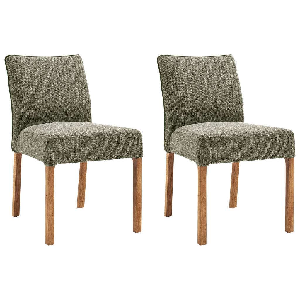 XXXL STUHL-SET Webstoff Eiche massiv Braun, Olivgrün