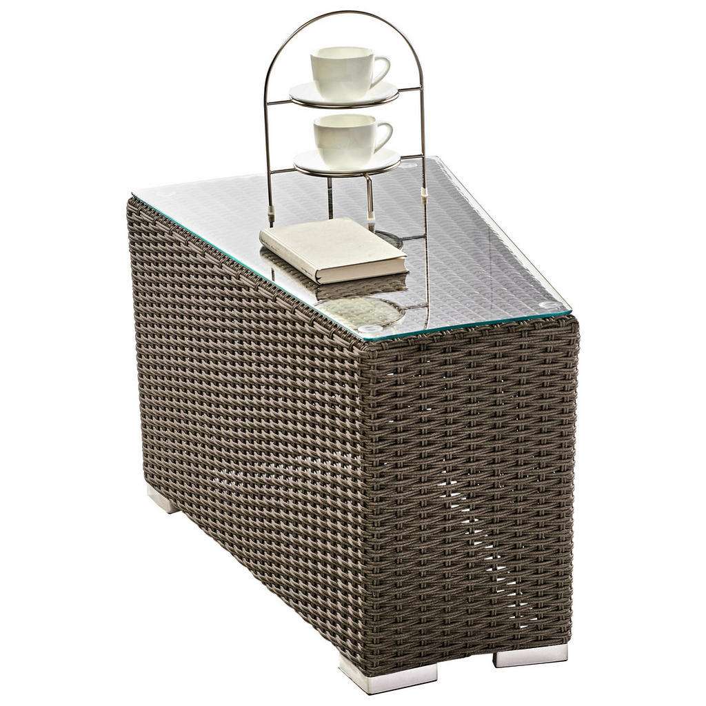 Ambia Garden GARTENBEISTELLTISCH Kunststoff, Glas, Grau