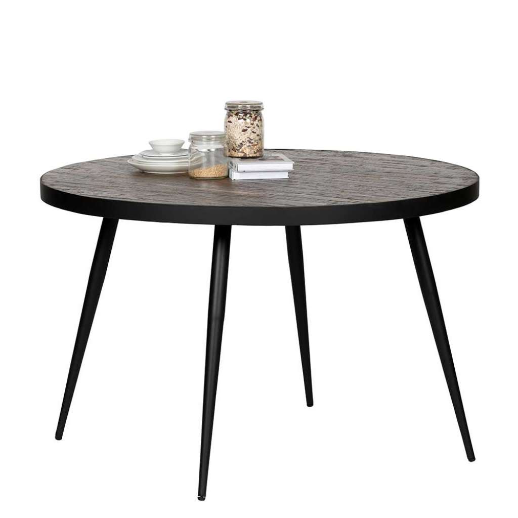 Runder Tisch aus Teak Recyclingholz Eisen