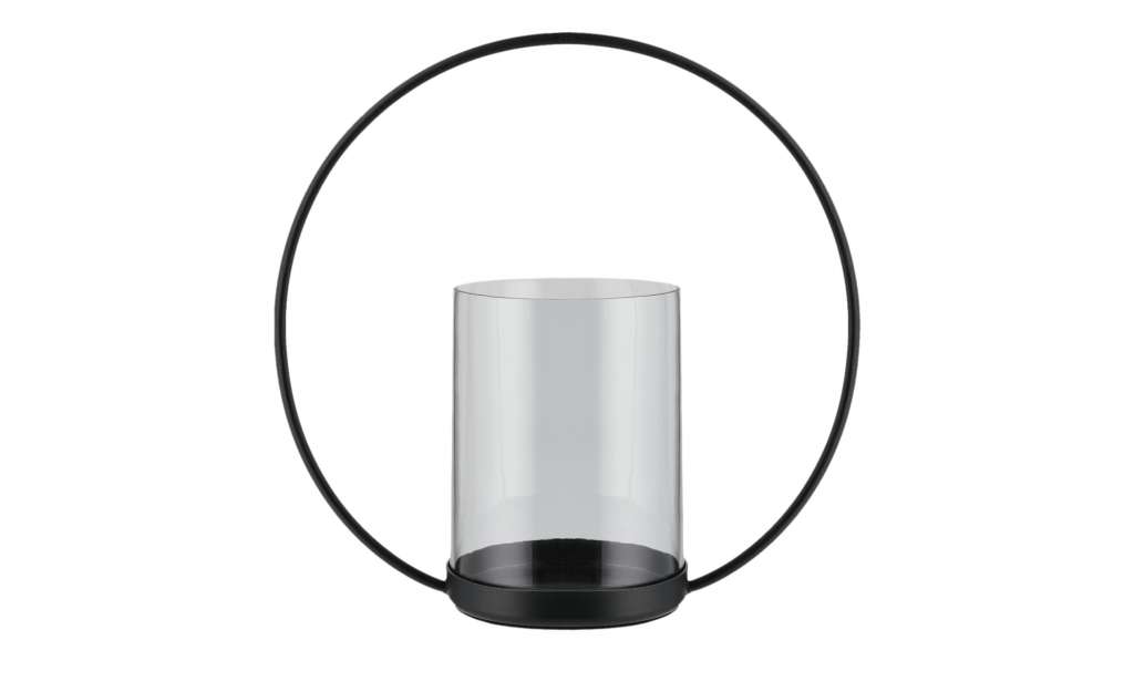 Windlicht ¦ schwarz ¦ Metall, Glas  ¦ Maße (cm): H: 23,5 Ø: [25.0] Dekoration > Laternen & Windlichter - Höffner