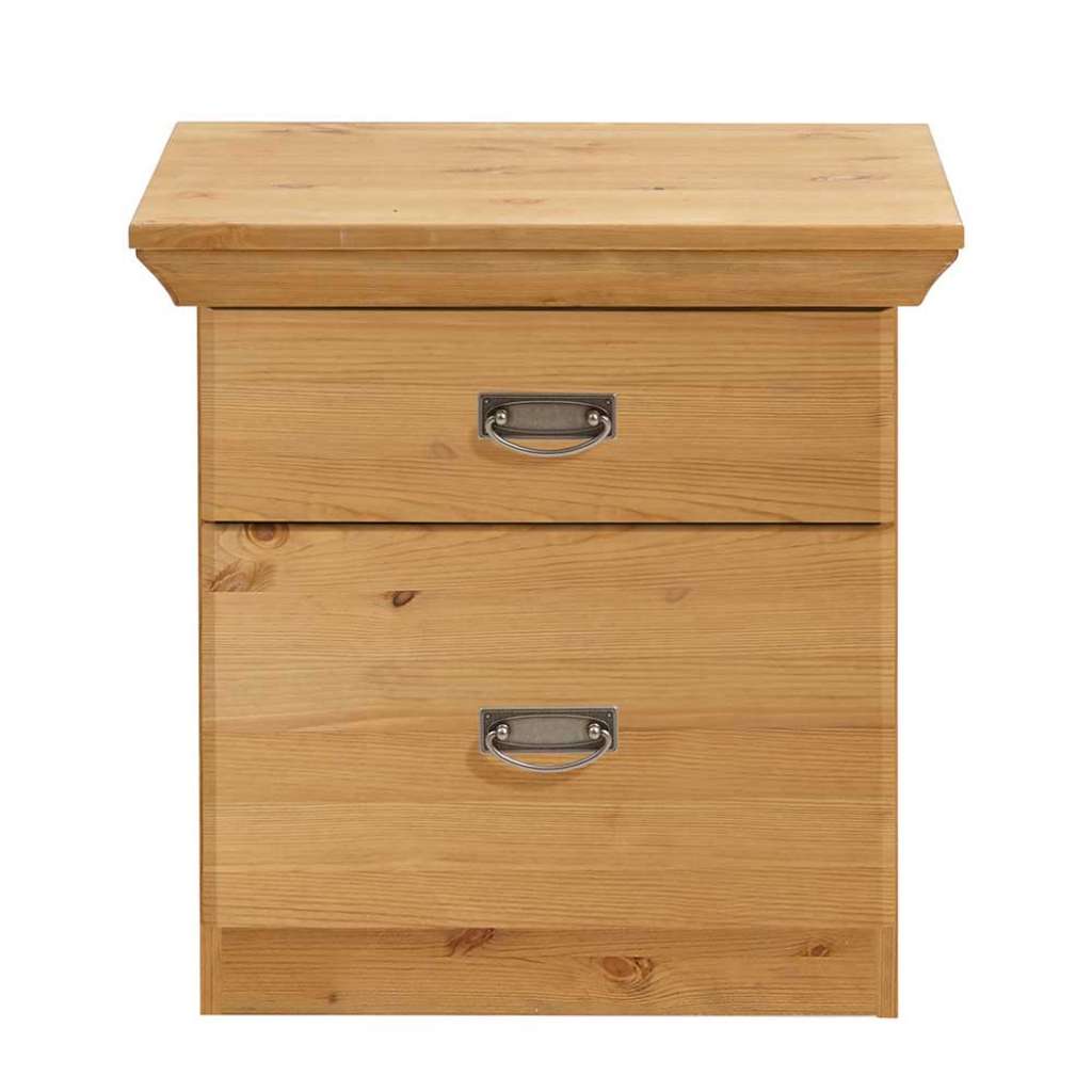Kiefer Nachtkommoden im Landhausstil zwei Schubladen (2er Set)