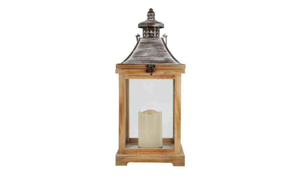 Holzlaterne mit LED-Kerze ¦ holzfarben ¦ Holz, Kunststoff, Metall, Glas  ¦ Maße (cm): B: 20 H: 46 T: 20 Dekoration > Laternen & Windlichter - Höffner