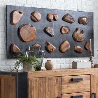 Wanddekoration in Schwarz und Teakfarben 160 cm breit