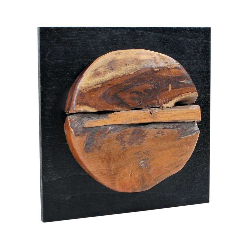 Wanddeko in Schwarz und Teakfarben Wurzelholz