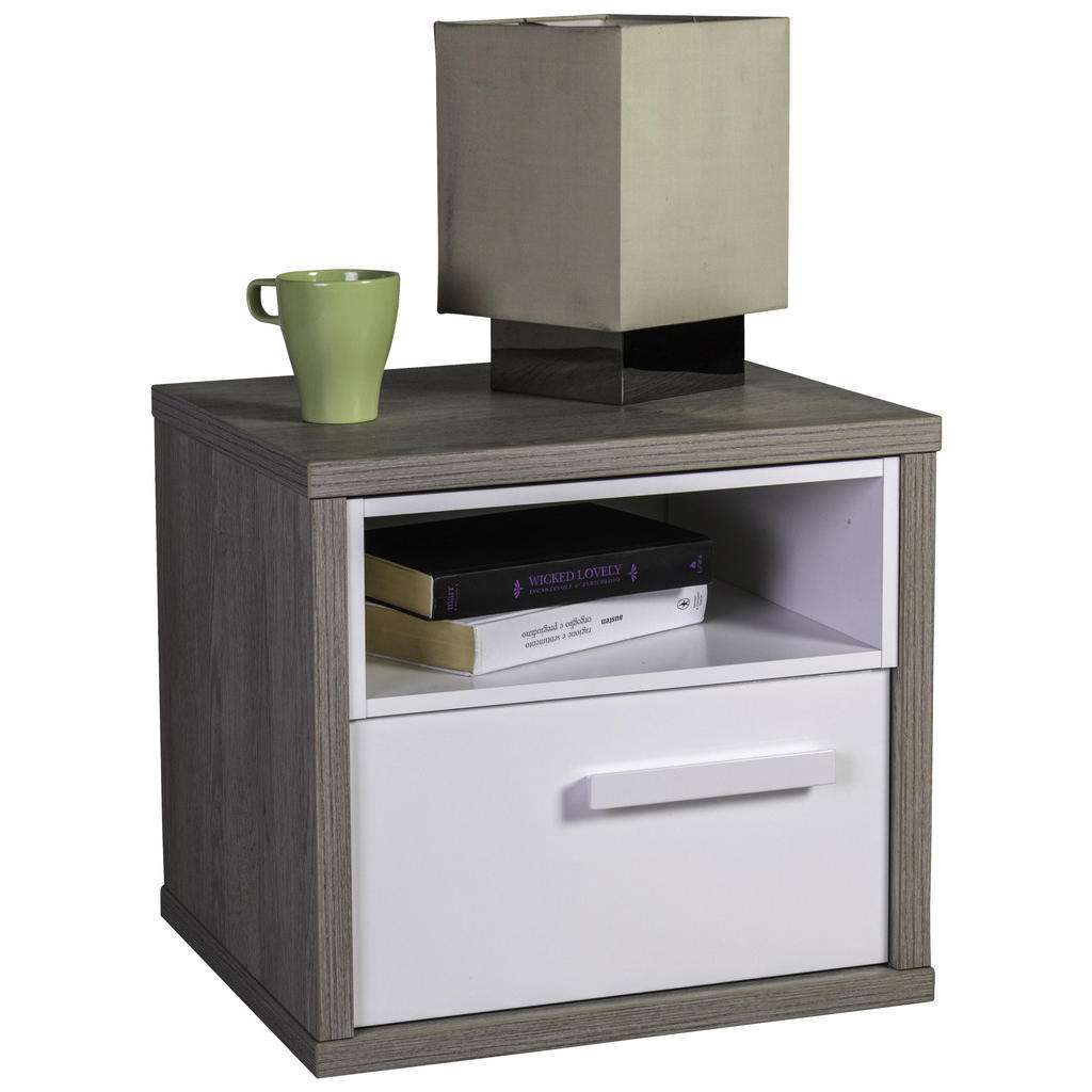 Xora NACHTKÄSTCHEN Hochglanz, Melamin Weiß, Braun