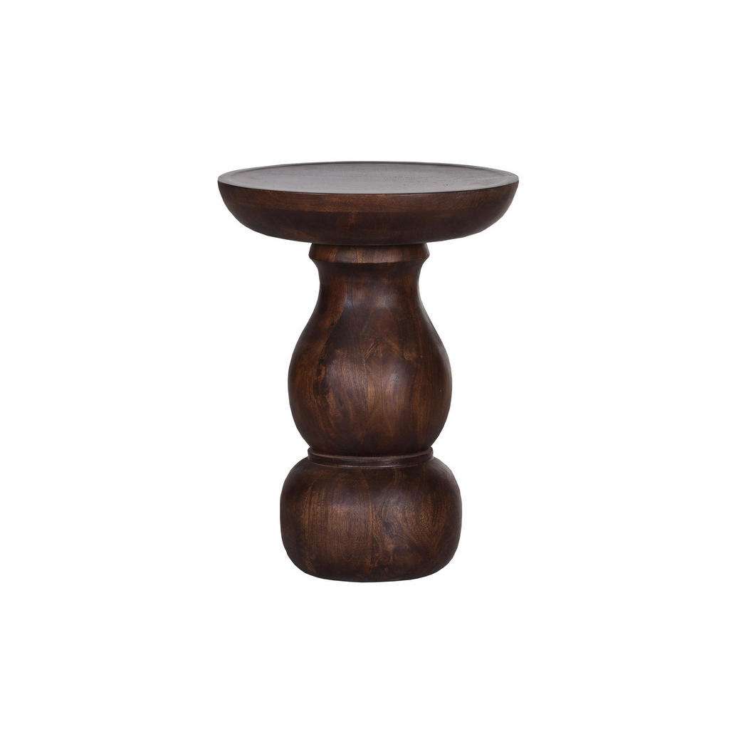 Carryhome BEISTELLTISCH Mangoholz massiv rund Braun