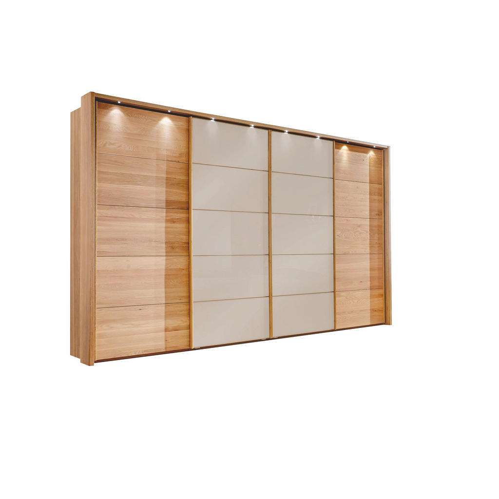 Linea Natura SCHWEBETÜRENSCHRANK 4-türig Eiche teilmassiv Beige