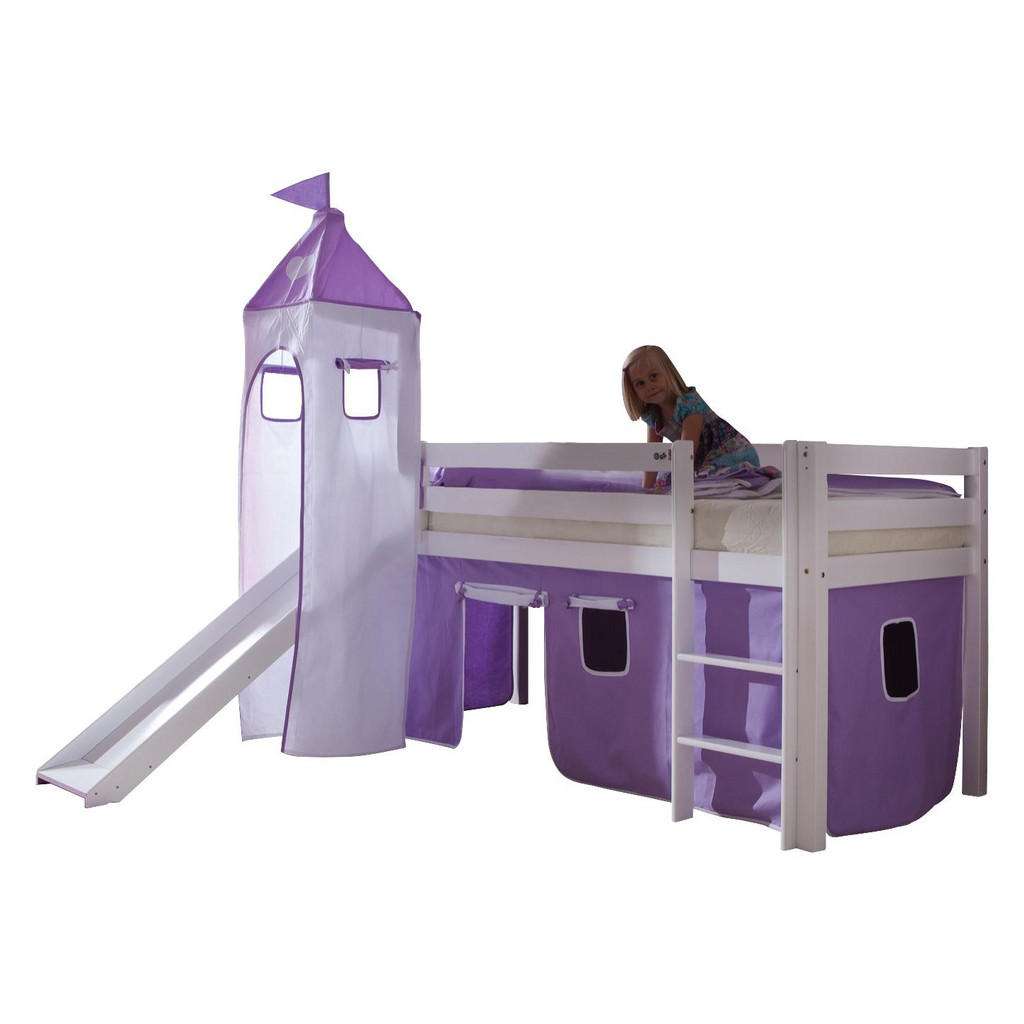 XXXL SPIELBETT Buche massiv 90/200 cm Weiß, Lila