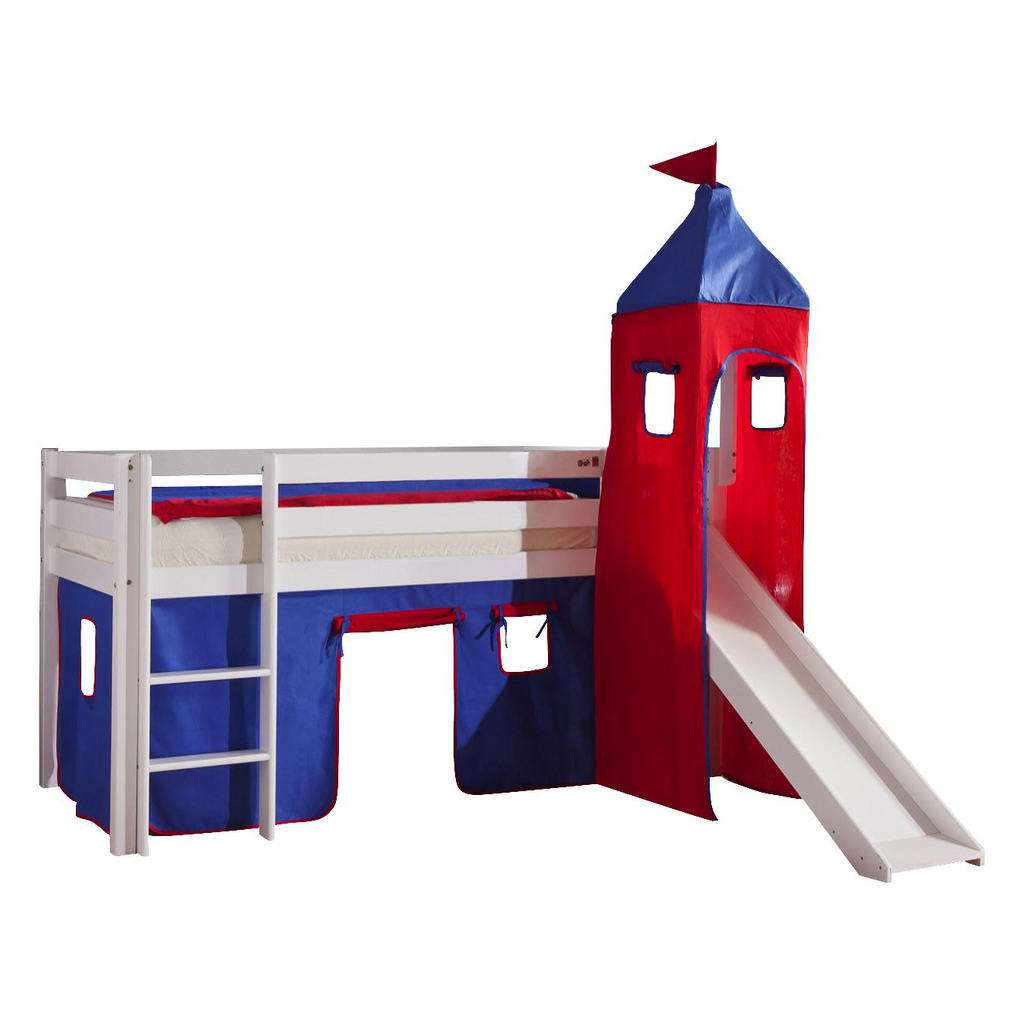 XXXL SPIELBETT Buche massiv 90/200 cm Rot, Blau