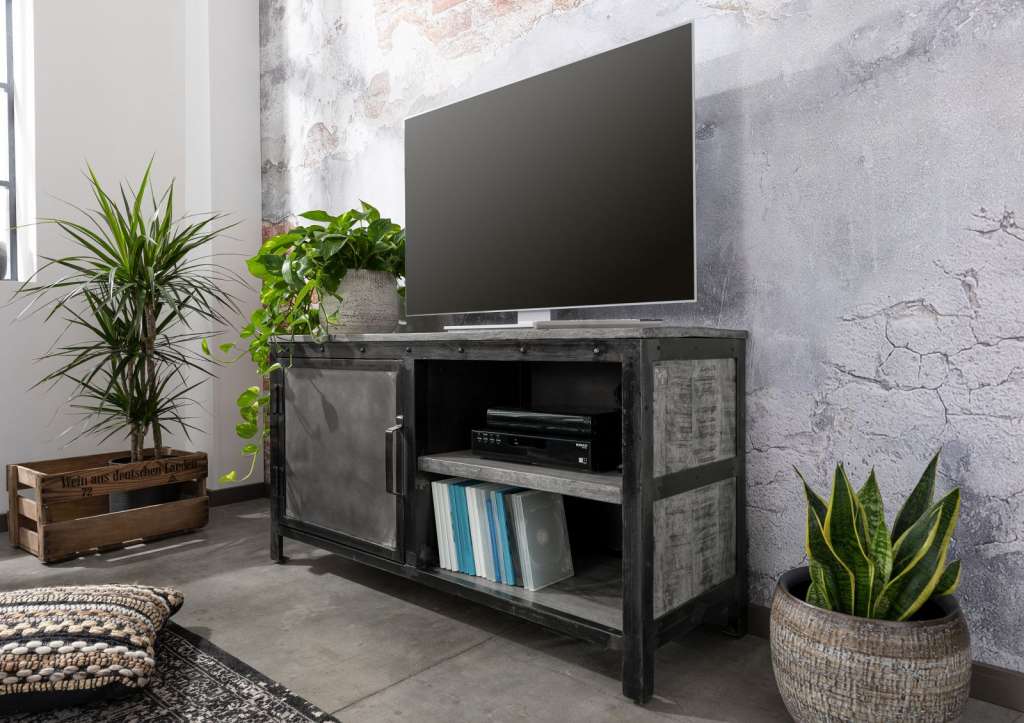 TV-Board Mango 120x40x62 grau lackiert HEAVY INDUSTRY #126