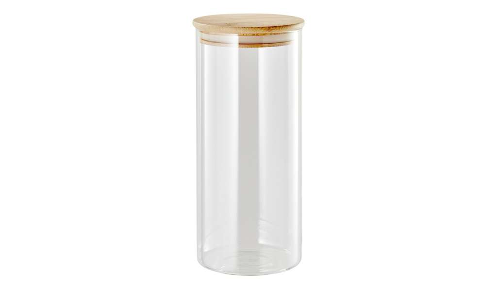 KHG Aufbewahrungsglas 22,5cm ¦ transparent/klar ¦ Glas , Bambus ¦ Maße (cm): H: 22,5 Ø: [10.3] Küchenzubehör & Helfer > Vorratsbehälter - Höffner