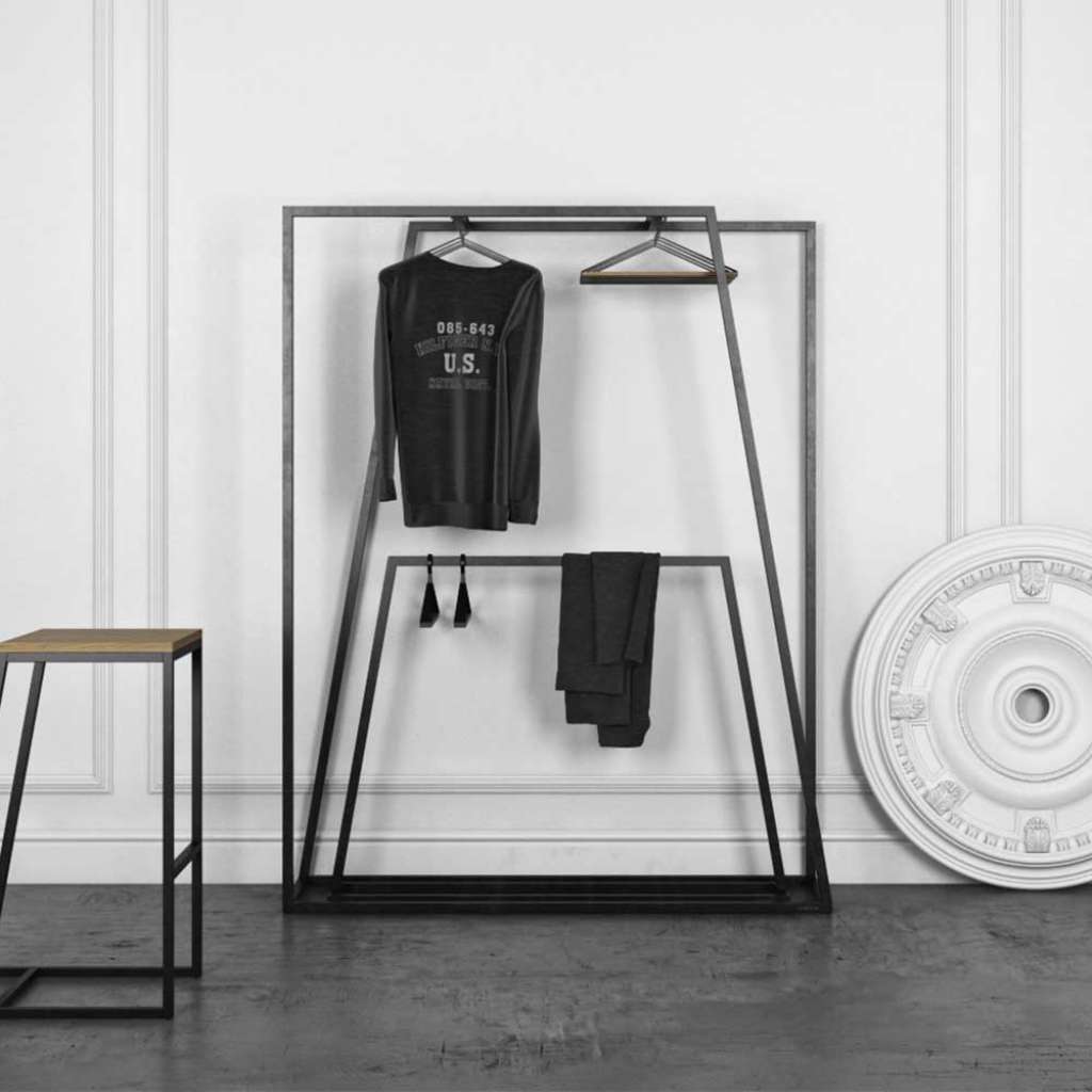 Garderobe in Schwarz Stahl (2-teilig)