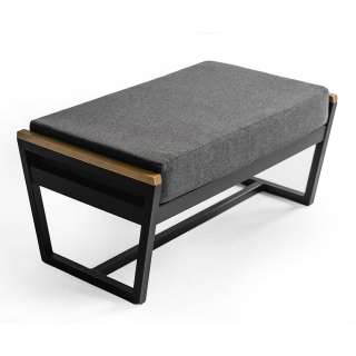 Lounge Fußhocker in Grau Webstoff modern